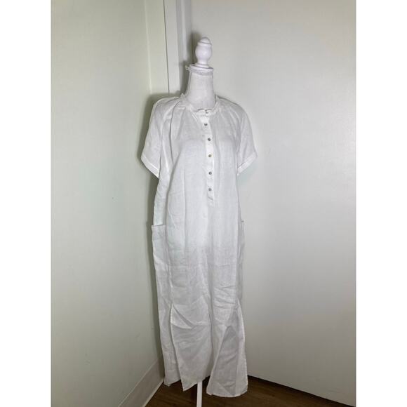 Unsubscribed White Linen Maxi Dress Sz 6 - Picture 1 of 3